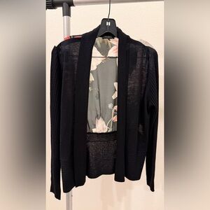 Ted Baker Black and Floral Open-Front Cardigan